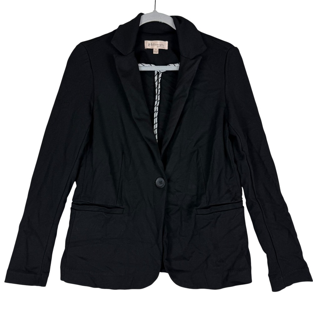 Philosophy Blazer Jacket Womens Small Black Single‎ Breasted Notch Lapel Formal